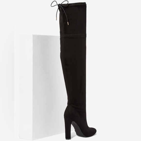 NIB Black Over The Knee Faux Sued Boots - Picture 4 of 5